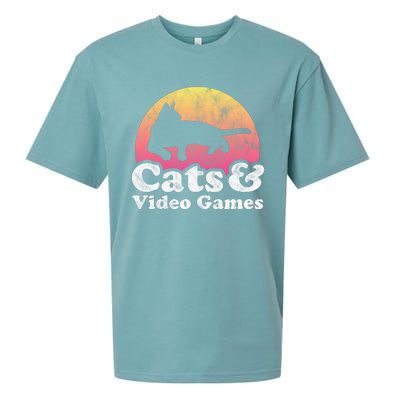 Cats And Video Games Cat And Video Game Gift Sueded Cloud Jersey T-Shirt