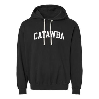 Catawba Arch Vintage Retro College Athletic Sports Garment-Dyed Fleece Hoodie