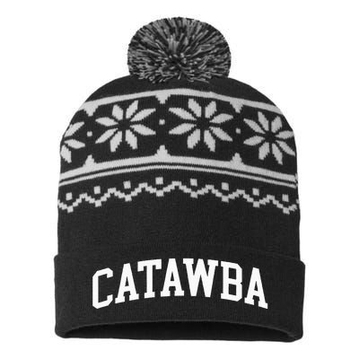 Catawba Arch Vintage Retro College Athletic Sports USA-Made Snowflake Beanie