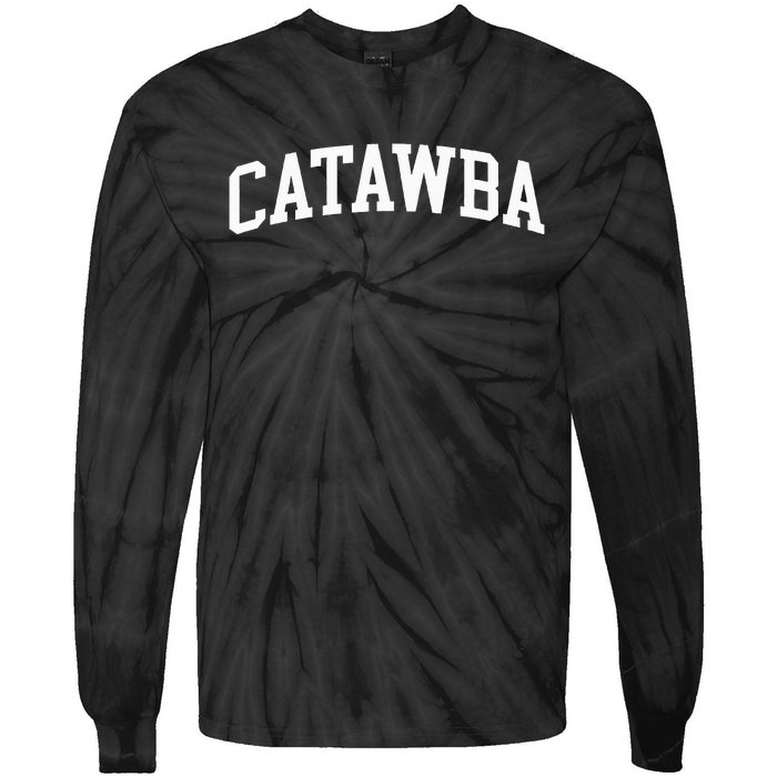 Catawba Arch Vintage Retro College Athletic Sports Tie-Dye Long Sleeve Shirt