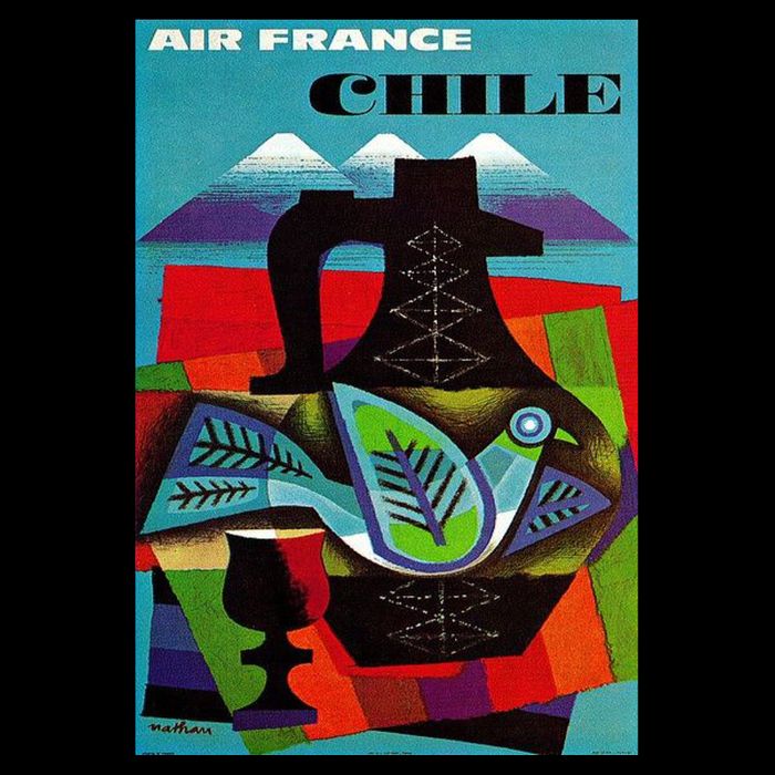 Chile Art Vintage Travel Poster Chilean Air France Backpack