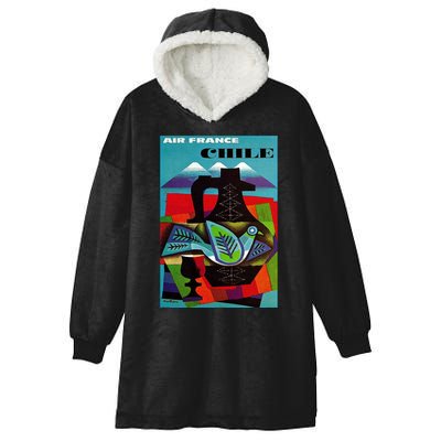 Chile Art Vintage Travel Poster Chilean Air France Hooded Wearable Blanket