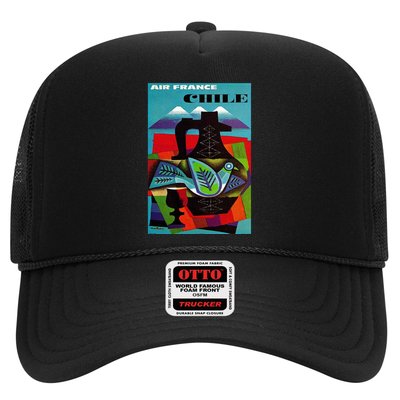 Chile Art Vintage Travel Poster Chilean Air France Trucker Hat