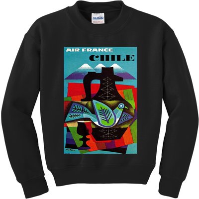 Chile Art Vintage Travel Poster Chilean Air France Kids Sweatshirt