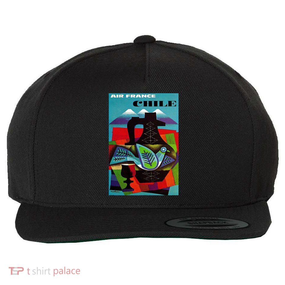 Chile Art Vintage Travel Poster Chilean Air France Wool Snapback Cap