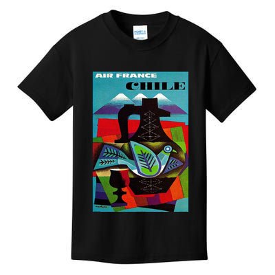 Chile Art Vintage Travel Poster Chilean Air France Kids T-Shirt