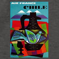 Chile Art Vintage Travel Poster Chilean Air France Vector Backpack