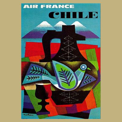 Chile Art Vintage Travel Poster Chilean Air France T-Shirt