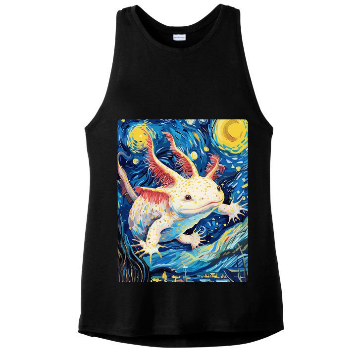 Classic Axolotl Vintage Starry Night Axolotl Ladies PosiCharge Tri-Blend Wicking Tank