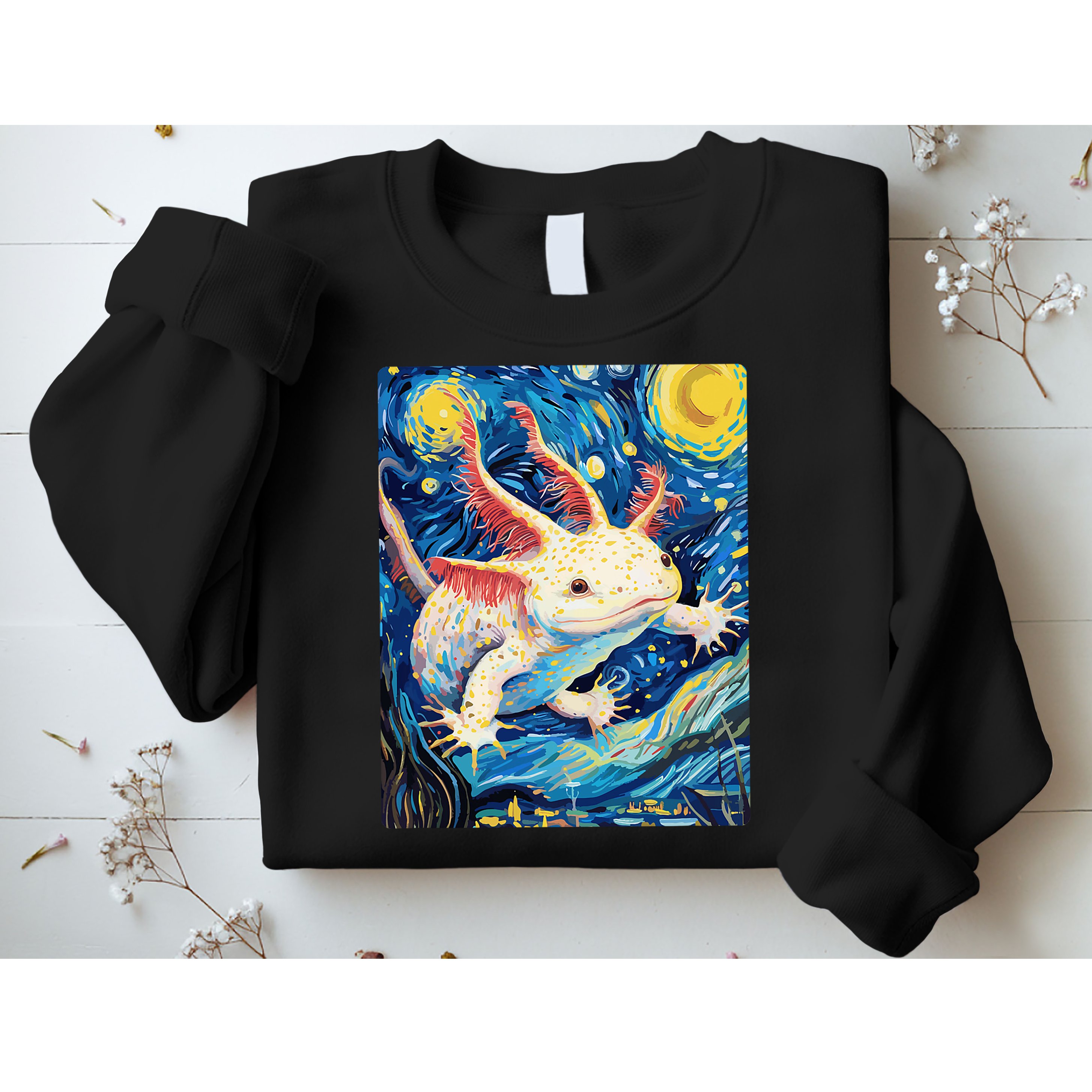 Classic Axolotl Vintage Starry Night Axolotl Sweatshirt
