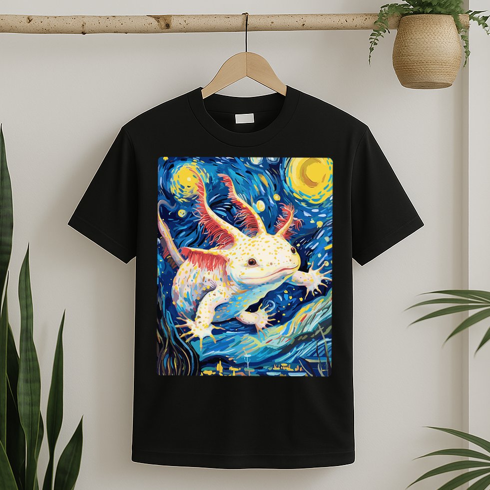 Classic Axolotl Vintage Starry Night Axolotl T-Shirt
