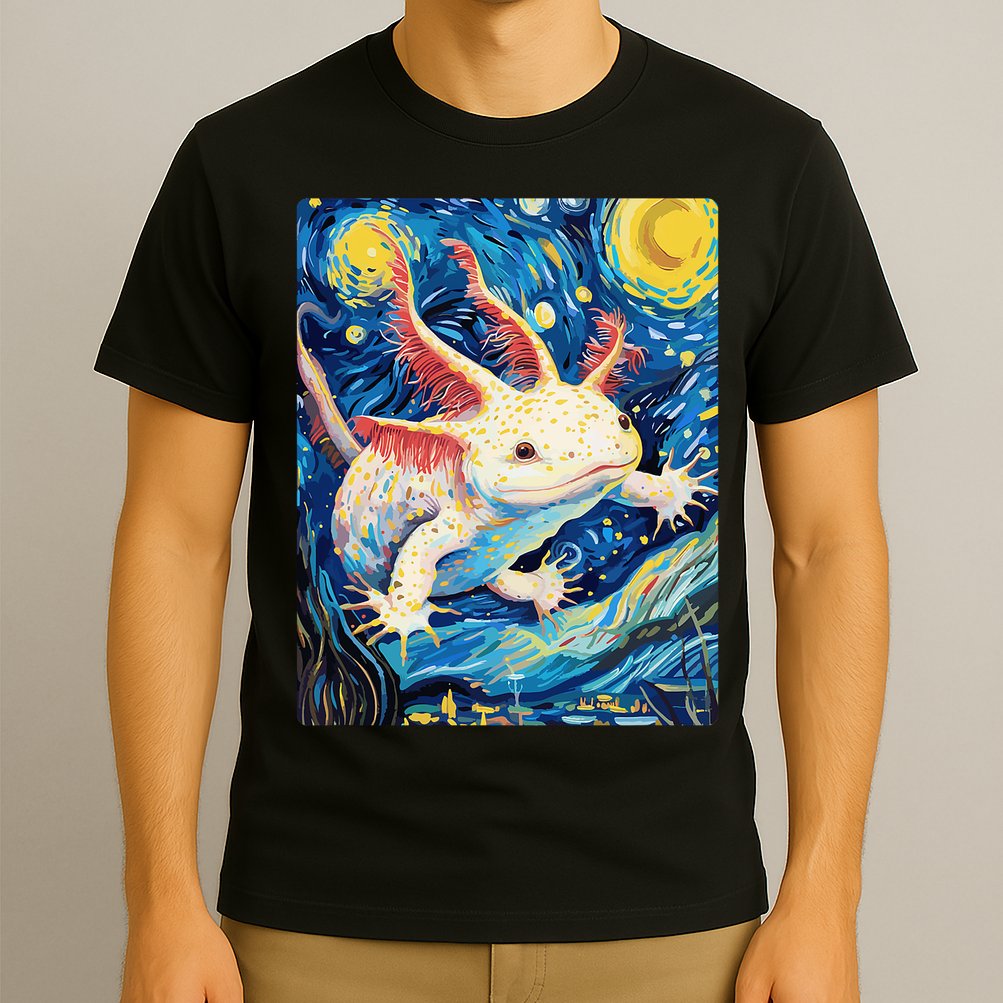 Classic Axolotl Vintage Starry Night Axolotl T-Shirt