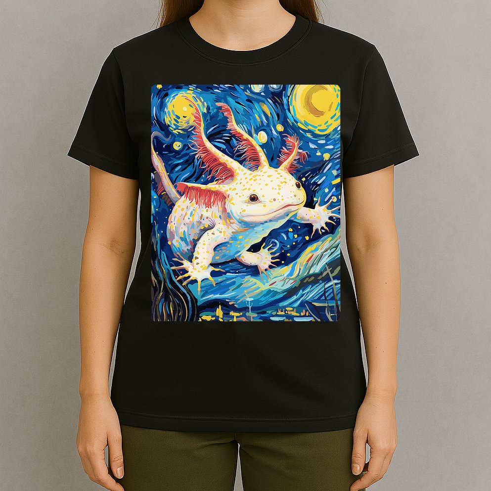Classic Axolotl Vintage Starry Night Axolotl T-Shirt