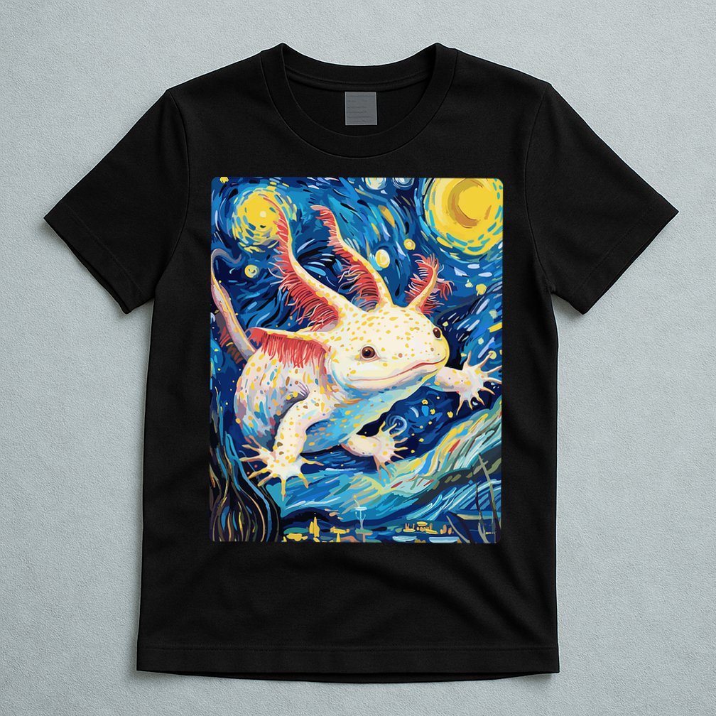 Classic Axolotl Vintage Starry Night Axolotl T-Shirt