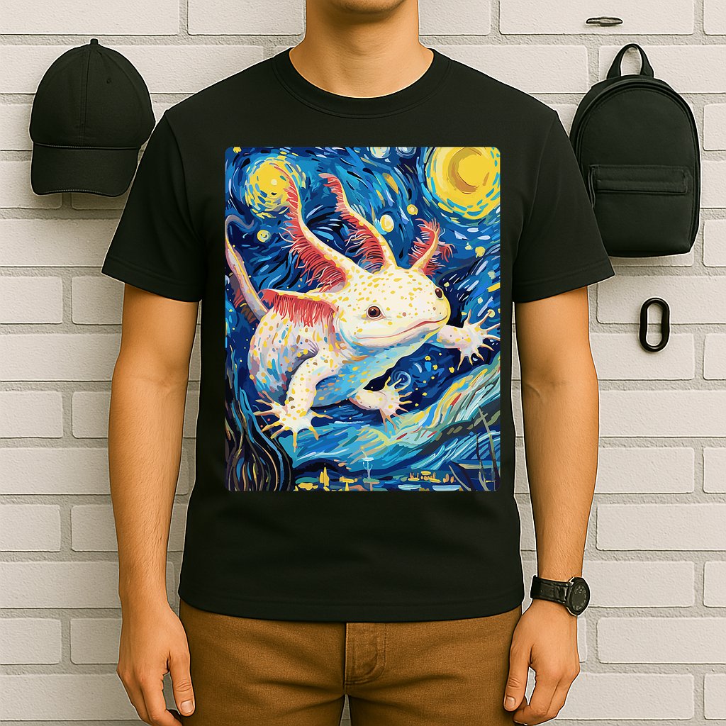 Classic Axolotl Vintage Starry Night Axolotl T-Shirt