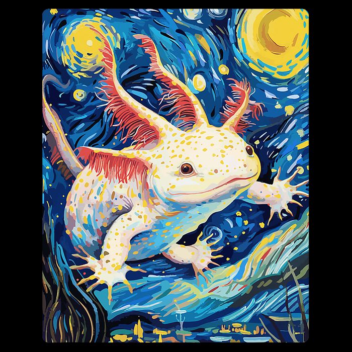 Classic Axolotl Vintage Starry Night Axolotl T-Shirt