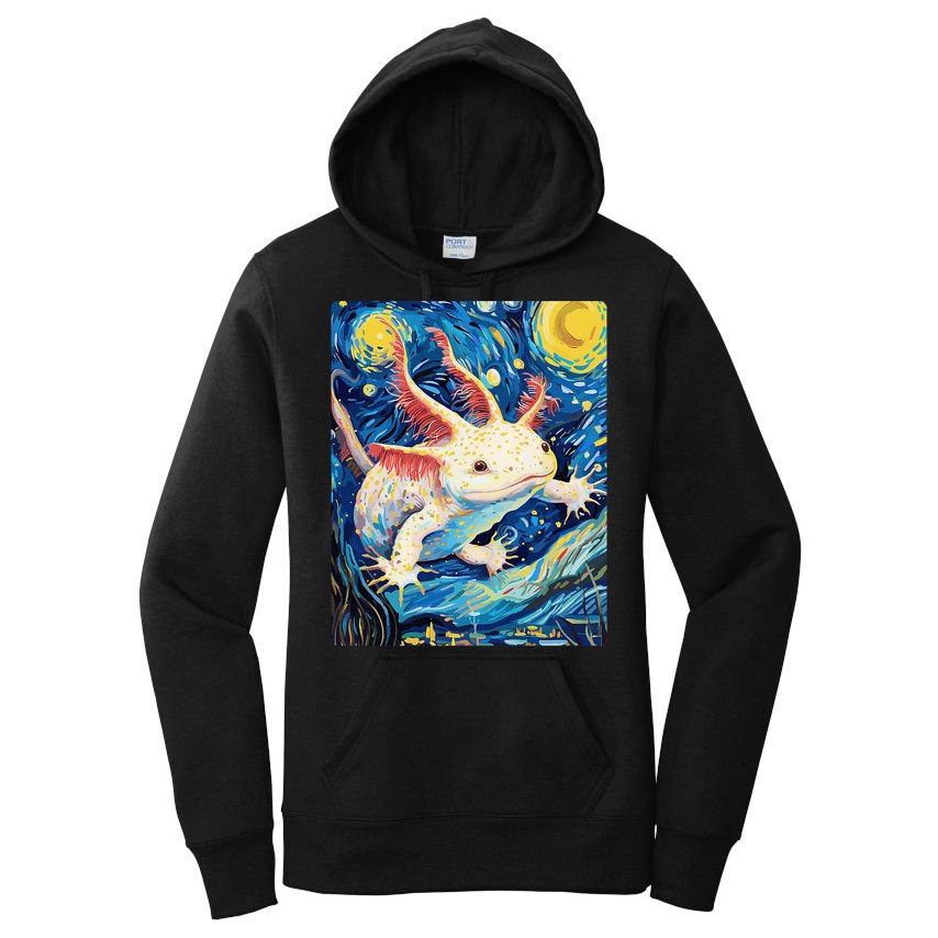 Classic Axolotl Vintage Starry Night Axolotl Women's Pullover Hoodie