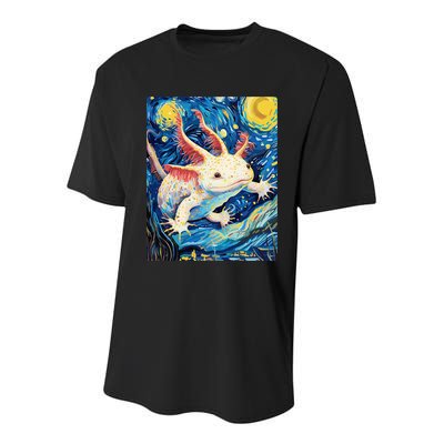 Classic Axolotl Vintage Starry Night Axolotl Youth Performance Sprint T-Shirt