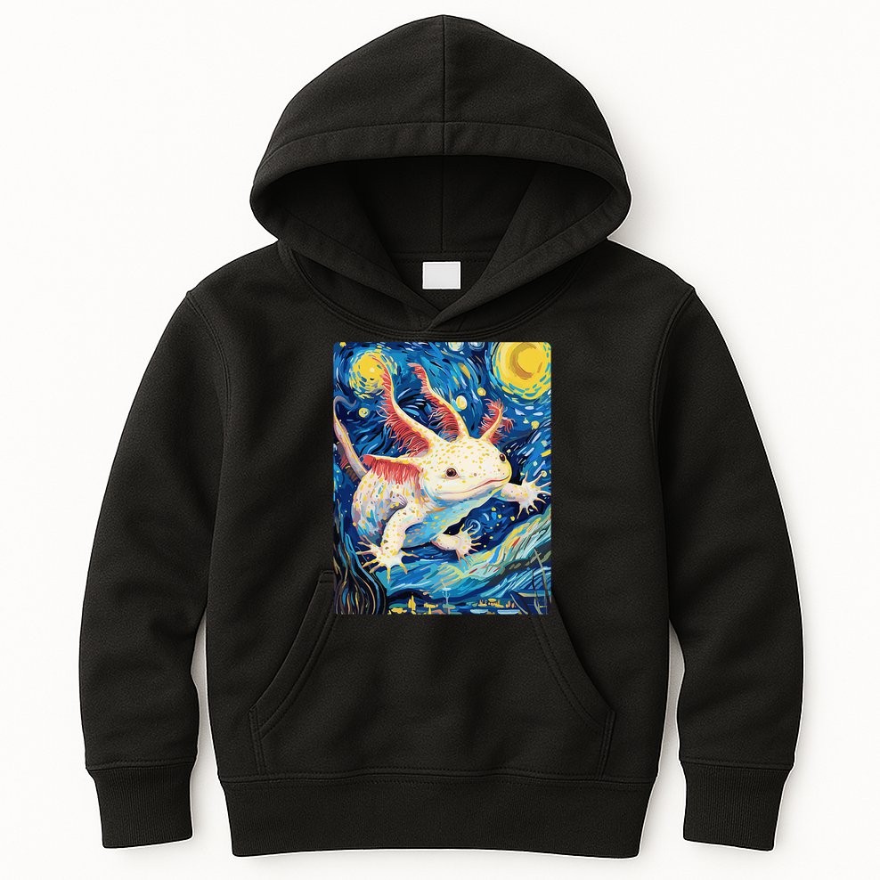 Classic Axolotl Vintage Starry Night Axolotl Kids Hoodie