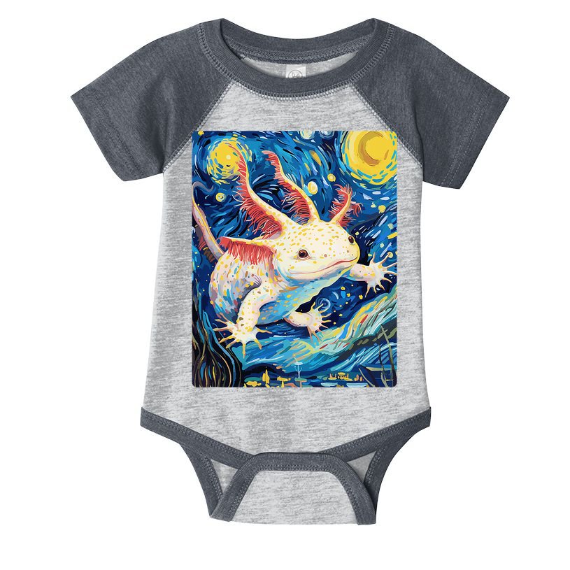 Classic Axolotl Vintage Starry Night Axolotl Infant Baby Jersey Bodysuit