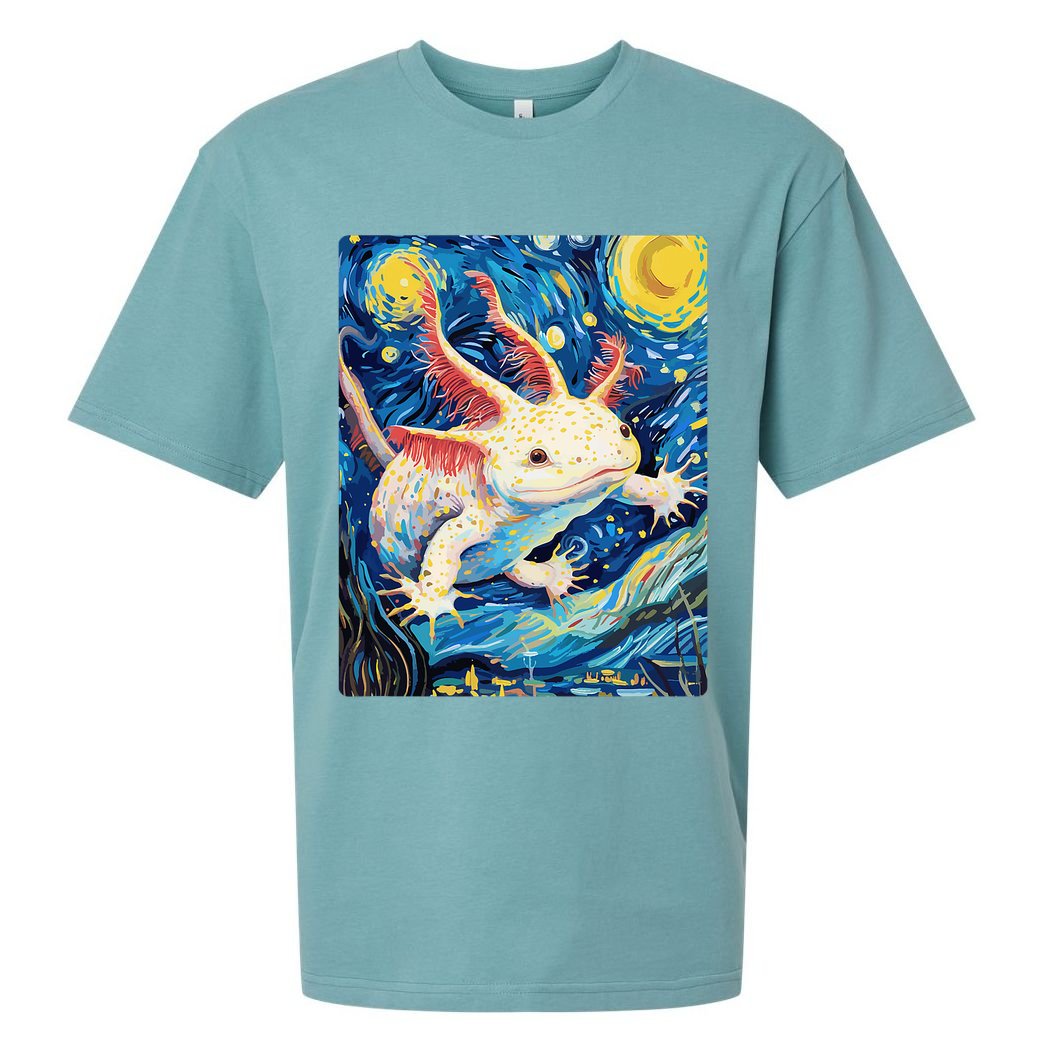 Classic Axolotl Vintage Starry Night Axolotl Sueded Cloud Jersey T-Shirt
