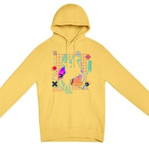 Cow Aesthetic Vaporwave 80s Style Horse Riding Lover Gift Premium Pullover Hoodie