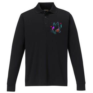 Cow Aesthetic Vaporwave 80s Style Horse Riding Lover Gift Performance Long Sleeve Polo