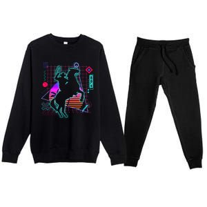 Cow Aesthetic Vaporwave 80s Style Horse Riding Lover Gift Premium Crewneck Sweatsuit Set