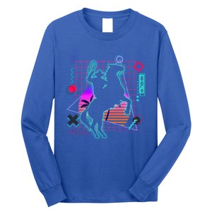 Cow Aesthetic Vaporwave 80s Style Horse Riding Lover Gift Long Sleeve Shirt