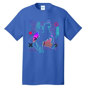 Cow Aesthetic Vaporwave 80s Style Horse Riding Lover Gift Tall T-Shirt