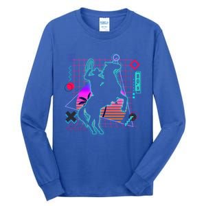 Cow Aesthetic Vaporwave 80s Style Horse Riding Lover Gift Tall Long Sleeve T-Shirt