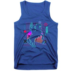 Cow Aesthetic Vaporwave 80s Style Horse Riding Lover Gift Tank Top