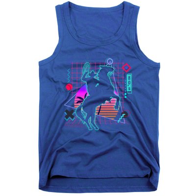 Cow Aesthetic Vaporwave 80s Style Horse Riding Lover Gift Tank Top