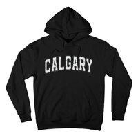 Calgary Ab Vintage Sports White Retro Varsity Text Hoodie