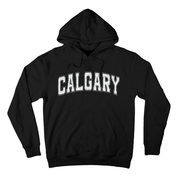 Calgary Ab Vintage Sports White Retro Varsity Text Hoodie