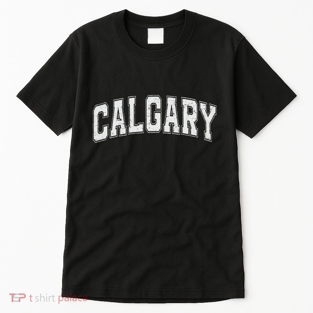 Calgary Ab Vintage Sports White Retro Varsity Text Tall T-Shirt