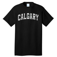 Calgary Ab Vintage Sports White Retro Varsity Text Tall T-Shirt