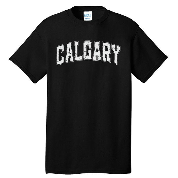 Calgary Ab Vintage Sports White Retro Varsity Text Tall T-Shirt