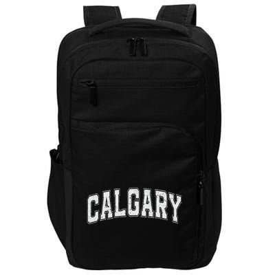 Calgary Ab Vintage Sports White Retro Varsity Text Impact Tech Backpack