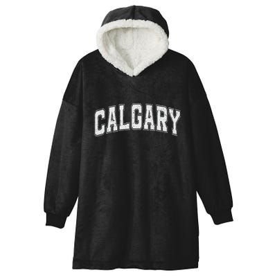 Calgary Ab Vintage Sports White Retro Varsity Text Hooded Wearable Blanket