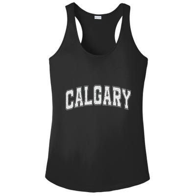 Calgary Ab Vintage Sports White Retro Varsity Text Ladies PosiCharge Competitor Racerback Tank