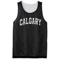 Calgary Ab Vintage Sports White Retro Varsity Text Mesh Reversible Basketball Jersey Tank