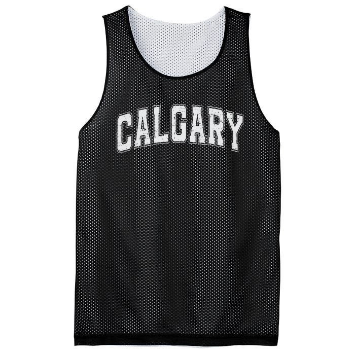 Calgary Ab Vintage Sports White Retro Varsity Text Mesh Reversible Basketball Jersey Tank