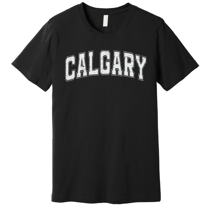 Calgary Ab Vintage Sports White Retro Varsity Text Premium T-Shirt