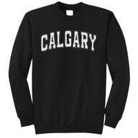 Calgary Ab Vintage Sports White Retro Varsity Text Tall Sweatshirt