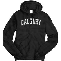 Calgary Ab Vintage Sports White Retro Varsity Text Tie Dye Hoodie