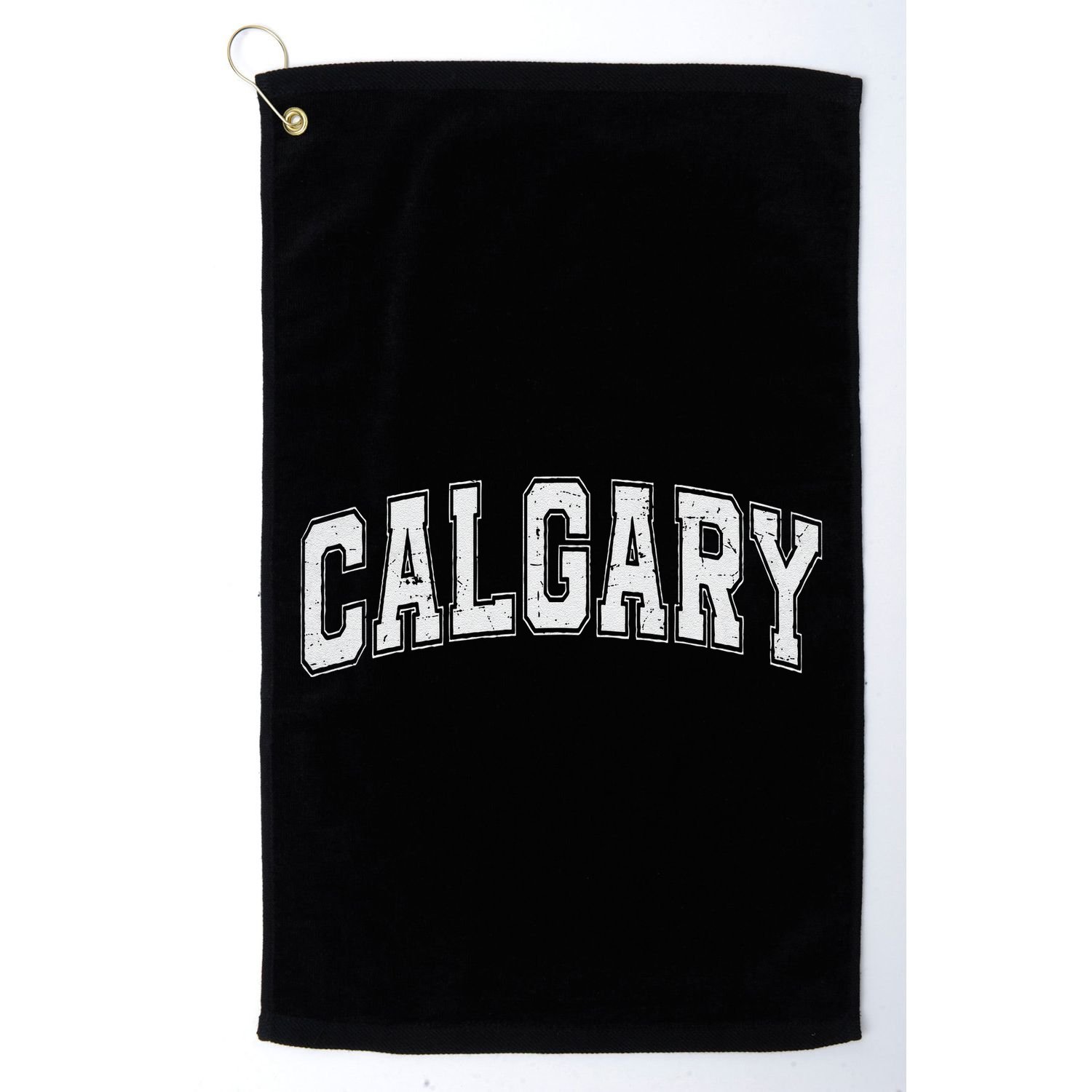 Calgary Ab Vintage Sports White Retro Varsity Text Golf Towel