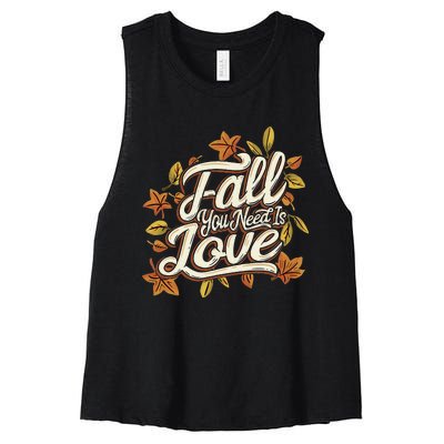 Cozy Autumn Vibes Lovethemed Thanksgiving Women's Racerback Cropped Tank