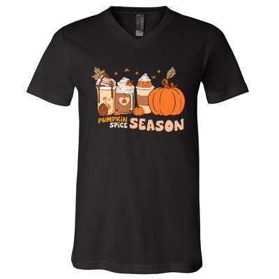 Cozy Autumn Vibes Pumpkin Spice Season Thanksgiving Day V-Neck T-Shirt