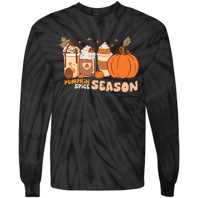 Cozy Autumn Vibes Pumpkin Spice Season Thanksgiving Day Tie-Dye Long Sleeve Shirt